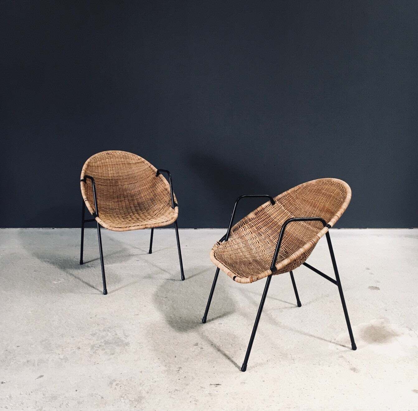Mid Century Modern Design Rattan Armchairs, France 1950's photo 1000.0