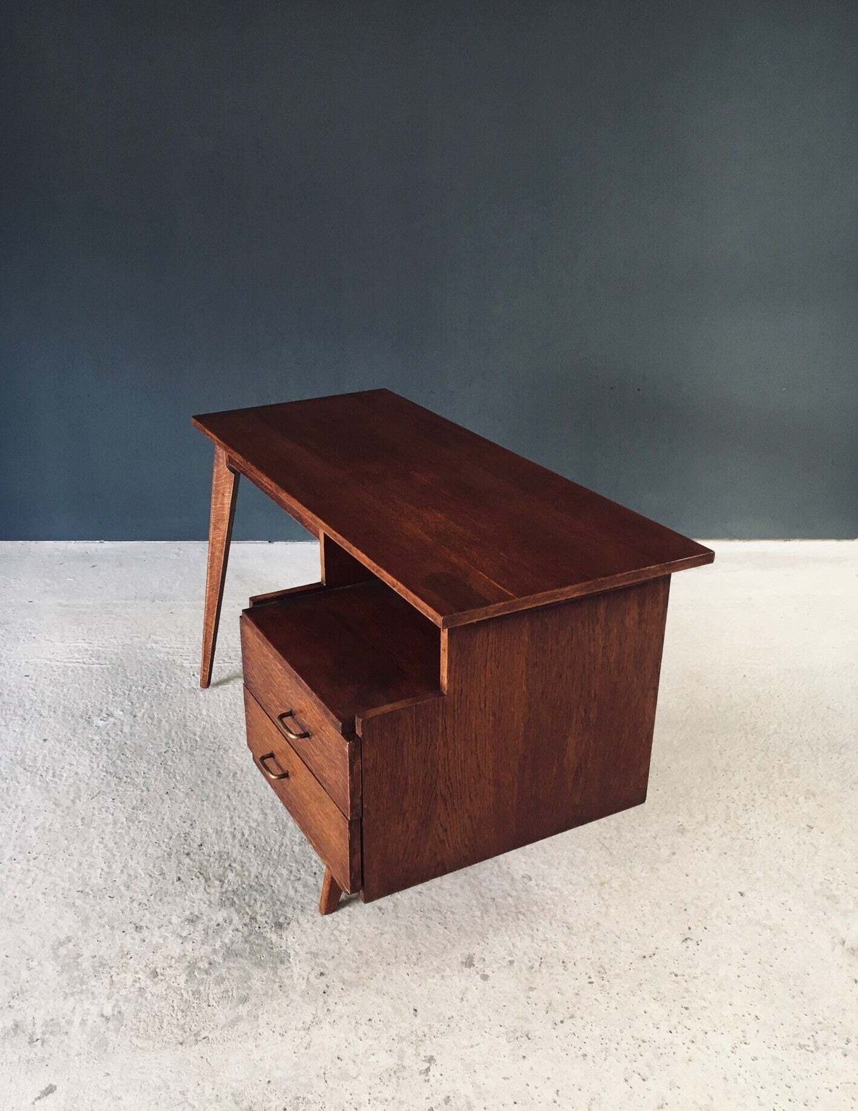 photo vintage Modernist Reconstruction Design Writing Desk, France 1950's