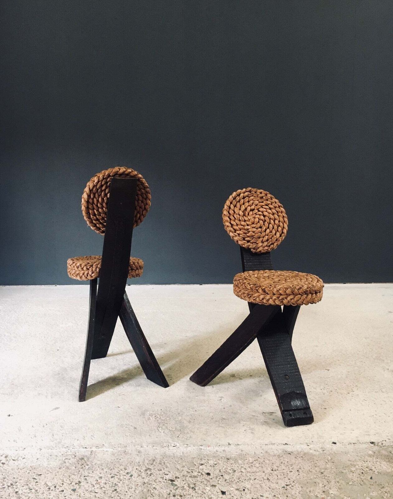 photo furniture Mediterranean Design Tripod Side Chairs By Audoux Minet, France 1950's