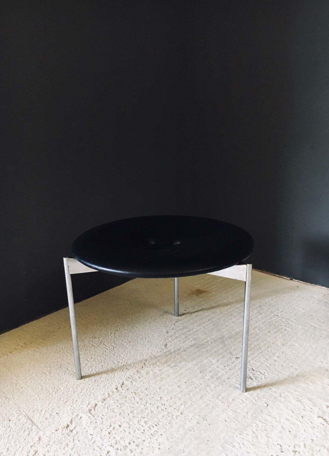 Midcentury Modern Design Leather Tripod Stool By Uno & östen Kristiansson For Luxus, Sweden 1960's photo Furniture