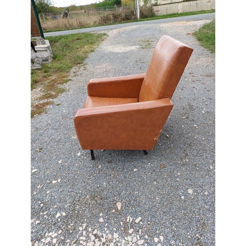 Vintage 50s/60s Brown Skai Armchair photo for sale