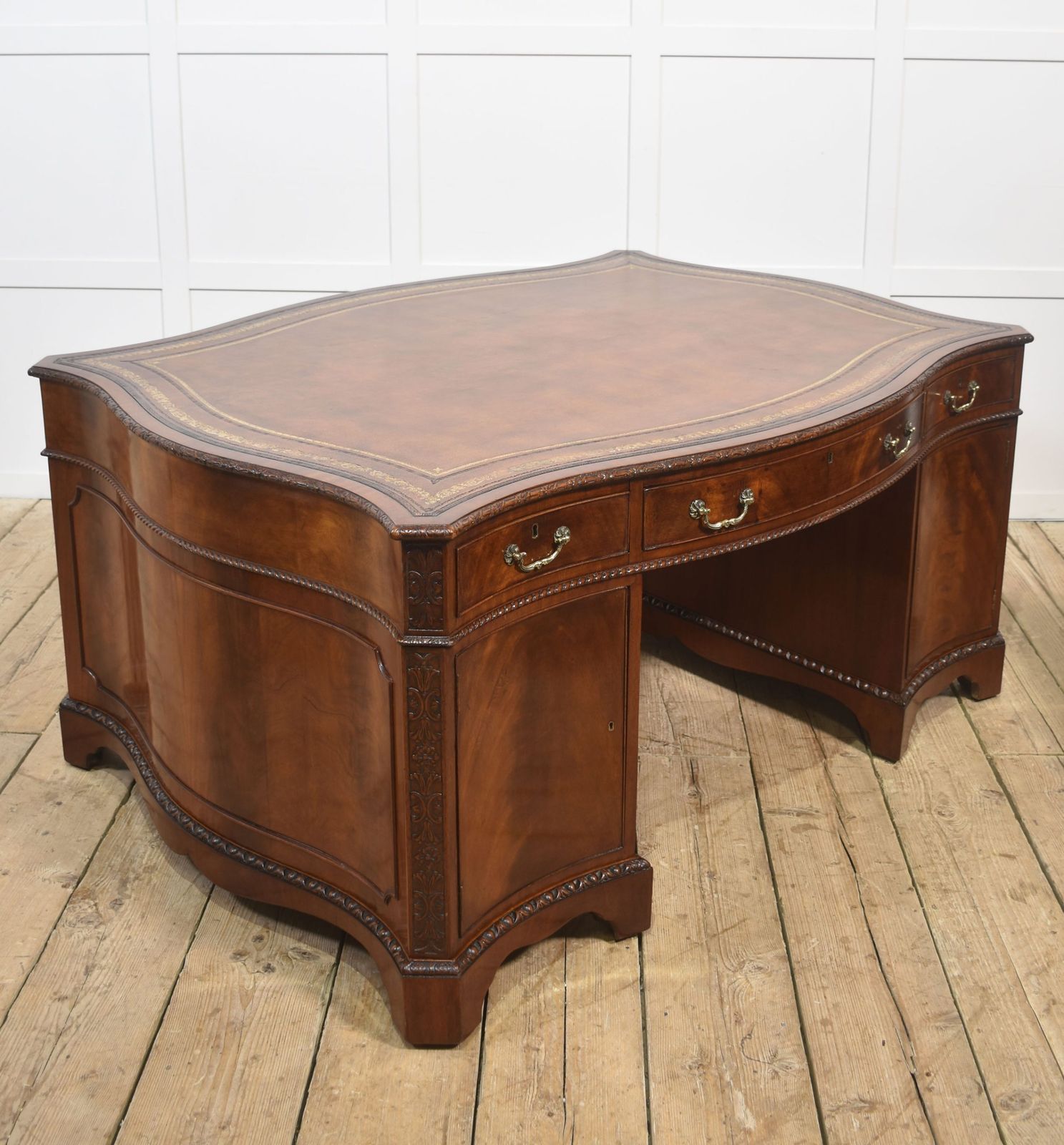 Chippendale Revival Mahogany Serpentine Partner’s Desk photo buy