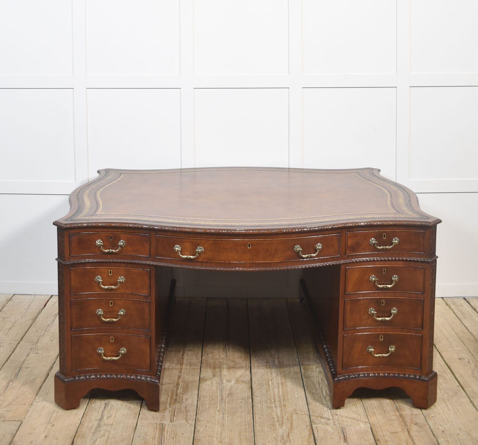 7740.0 Chippendale Revival Mahogany Serpentine Partner’s Desk photo