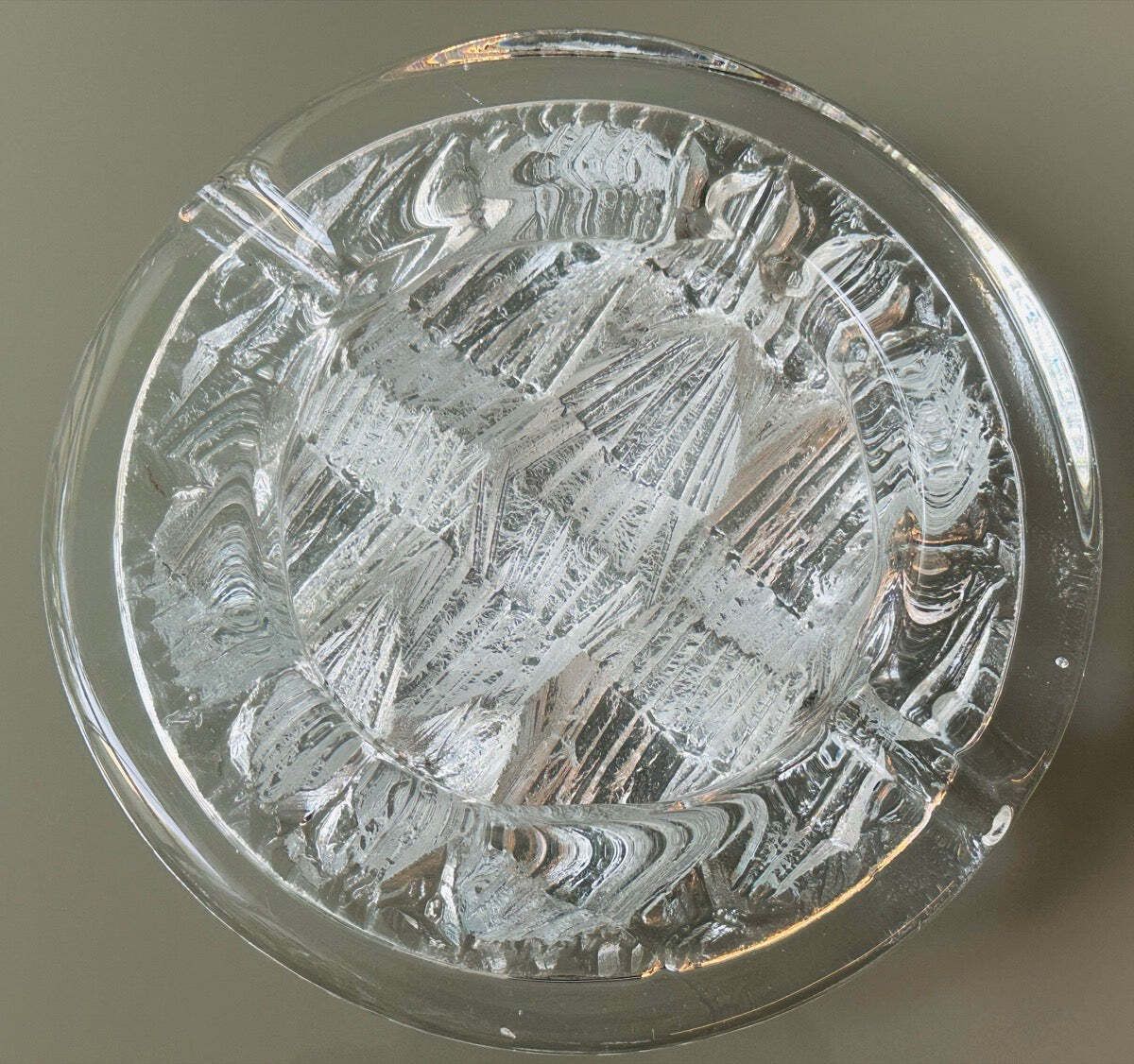 Vintage 1980s Swedish Nybro Glasbruk "Iceberg" Glass Ashtray By Paul Isling photo furniture