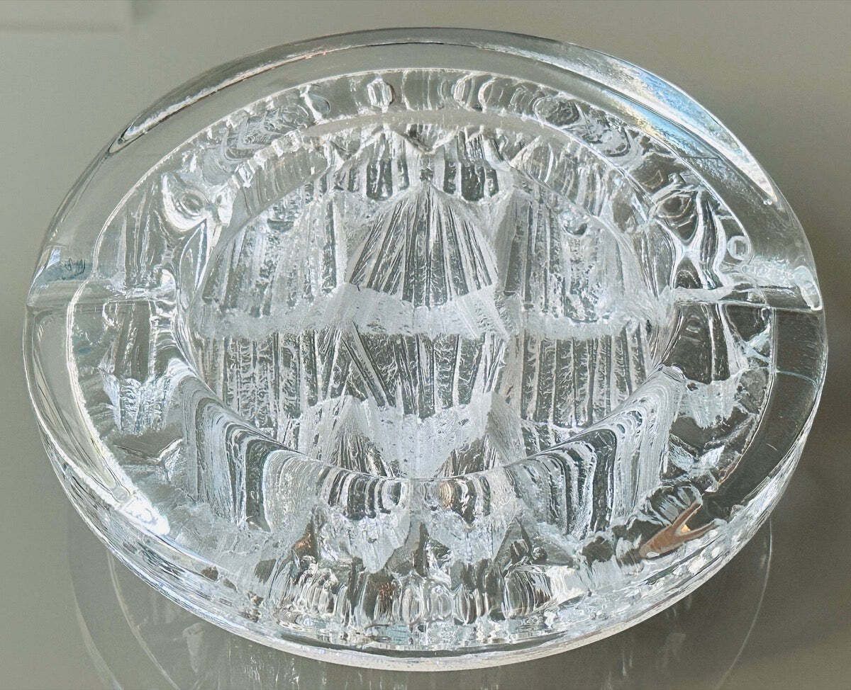 Vintage 1980s Swedish Nybro Glasbruk "Iceberg" Glass Ashtray By Paul Isling photo 65.0