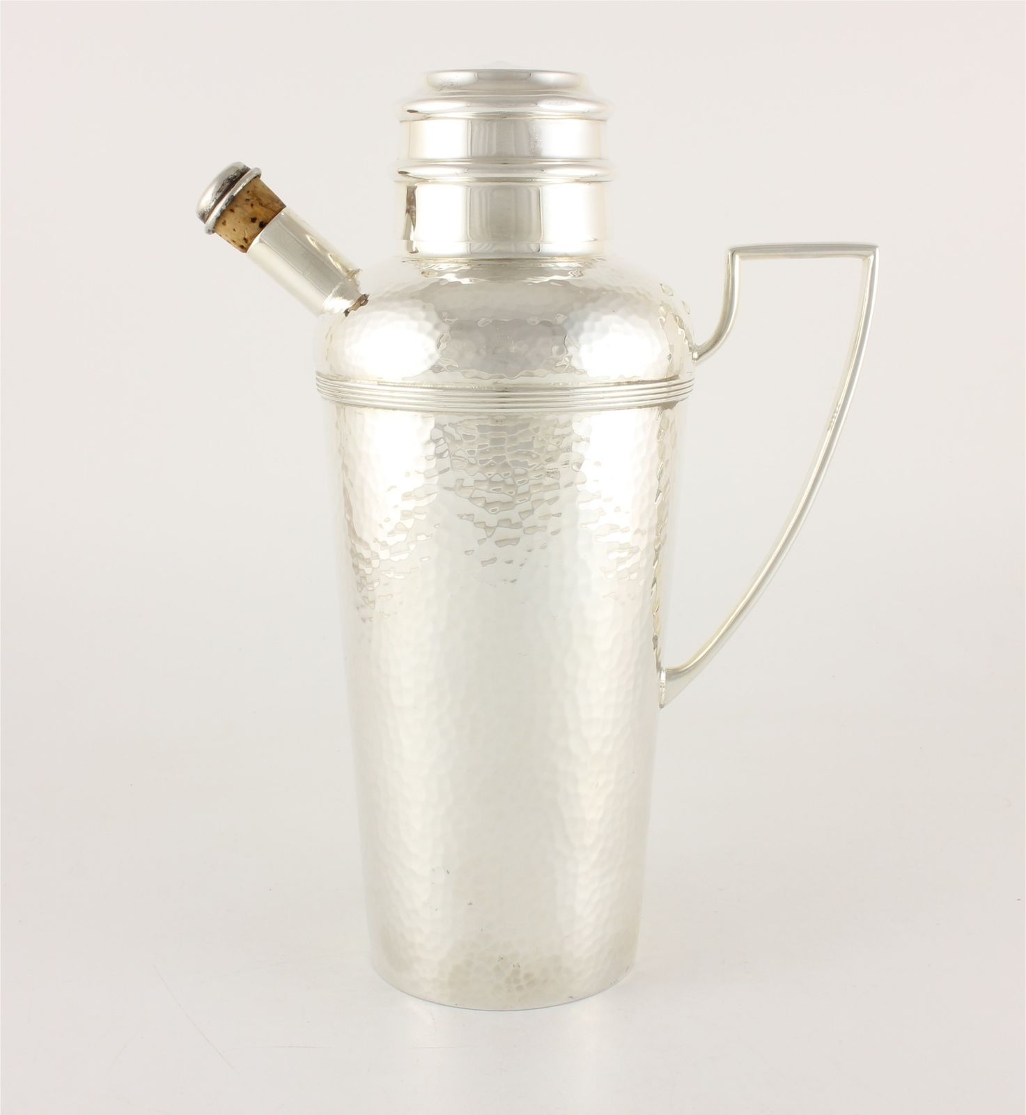 photo furniture Antique Silver Plate Mappin Webb Cocktail Shaker. Hammered Drinks Mixer.
