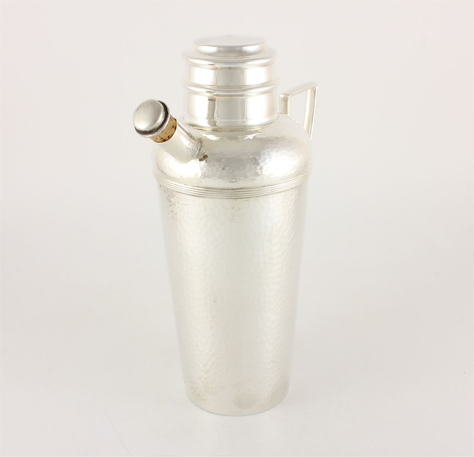 photo for sale Antique Silver Plate Mappin Webb Cocktail Shaker. Hammered Drinks Mixer.