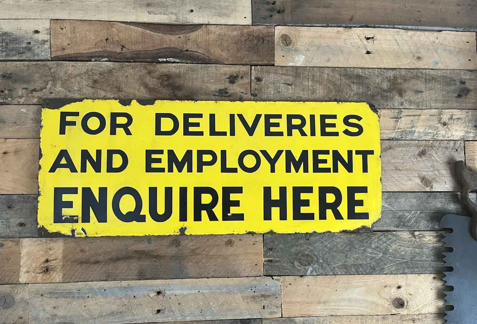 Home Decor Rare Antique British Military Base Deliveries & Employment Metal Enamel Sign photo
