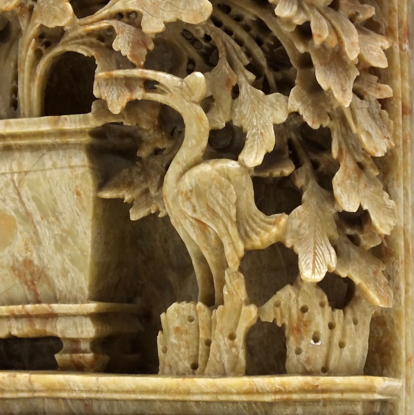 Large Pair Of Chinese Hand Carved Shoushan Soapstone Bookends With Cranes C1920 photo vinterior