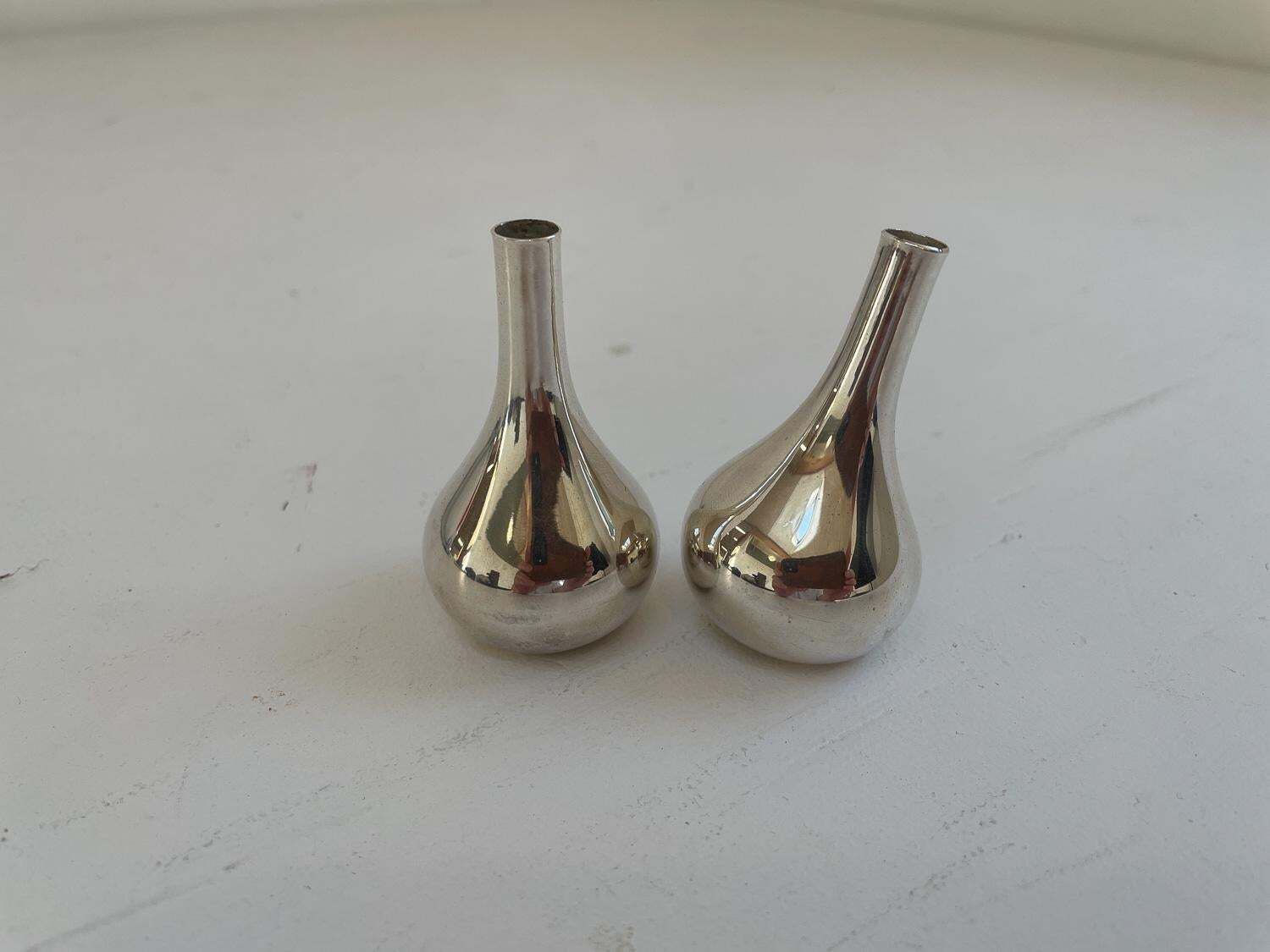 Danish Onion Candle Holders In Gift Box By Jens H. Quistgaard 1960s, Set Of 2. photo for sale
