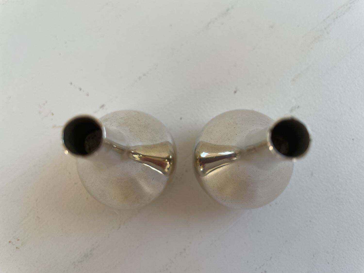Danish Onion Candle Holders In Gift Box By Jens H. Quistgaard 1960s, Set Of 2. photo vinterior