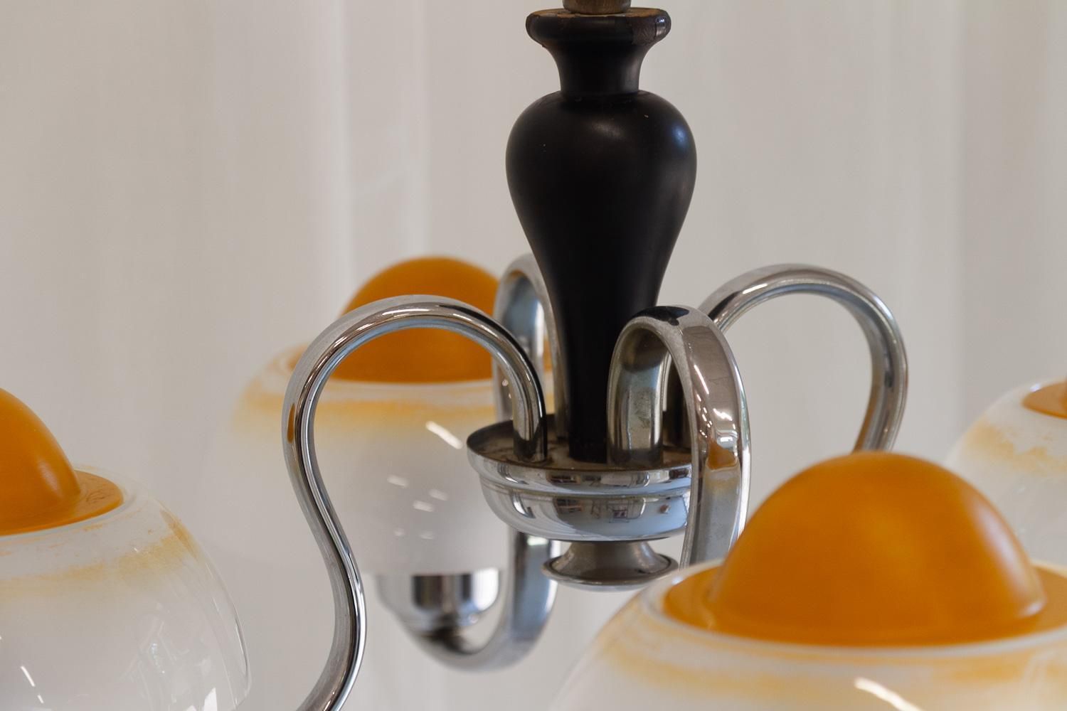 photo for sale Danish Art Deco "Fried Egg" Chandelier By Fog & Mørup, 1930s.