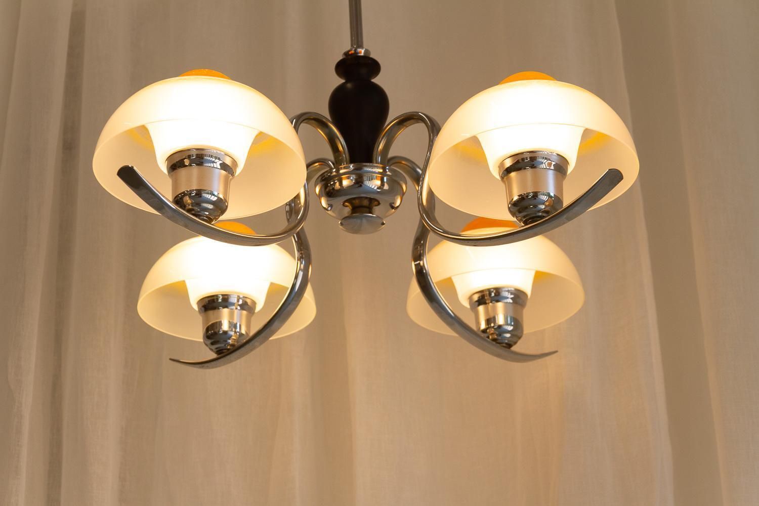 1781.0 Danish Art Deco "Fried Egg" Chandelier By Fog & Mørup, 1930s. photo