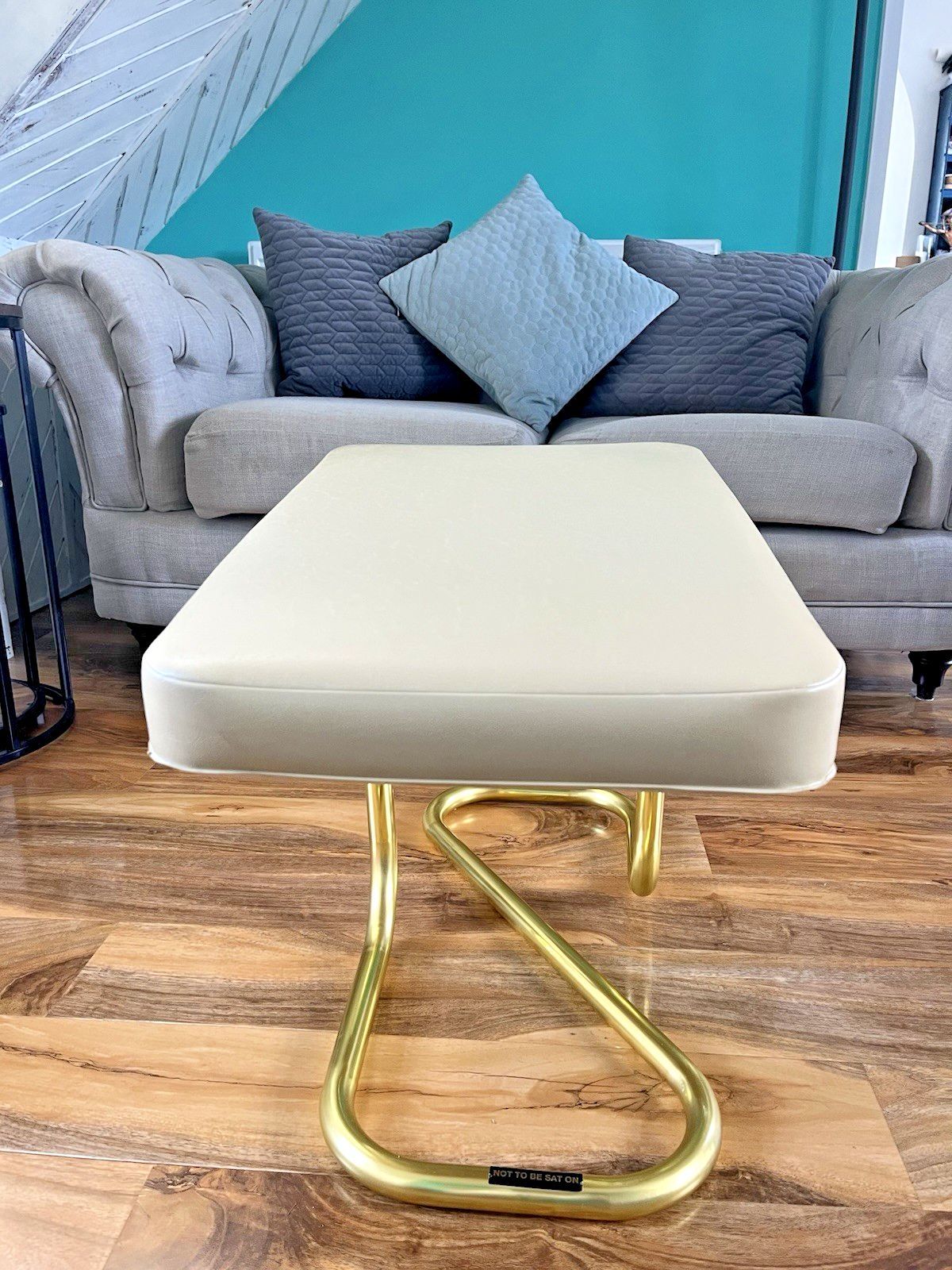 Stylish Mid Century 1960's Automatic Restaleg Cream Vinyl Foot Stool Pouffe 70's photo 110.0