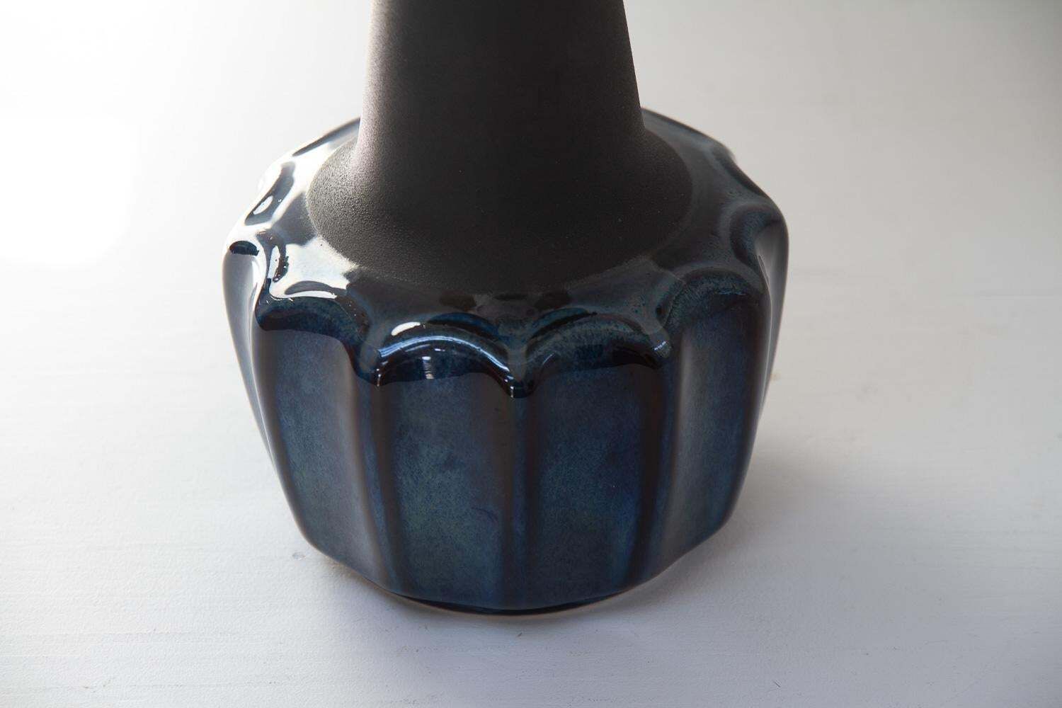 Danish Modern Blue Ceramic Table Lamp 1051 By Einar Johansen For Søholm, 1960s. photo for sale