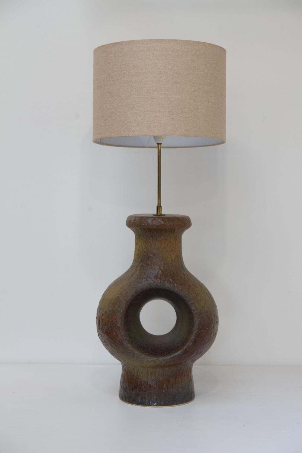Danish Mid Century Modern Circular Stoneware Floor Lamp, 1960s. photo vinterior