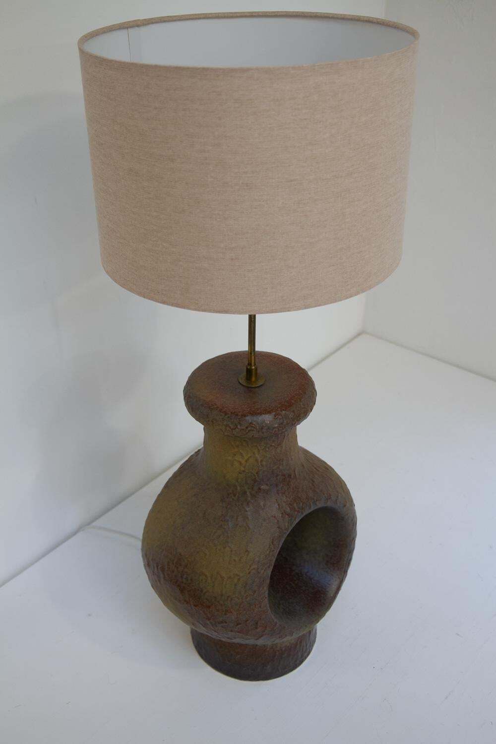 Danish Mid Century Modern Circular Stoneware Floor Lamp, 1960s. photo vintage