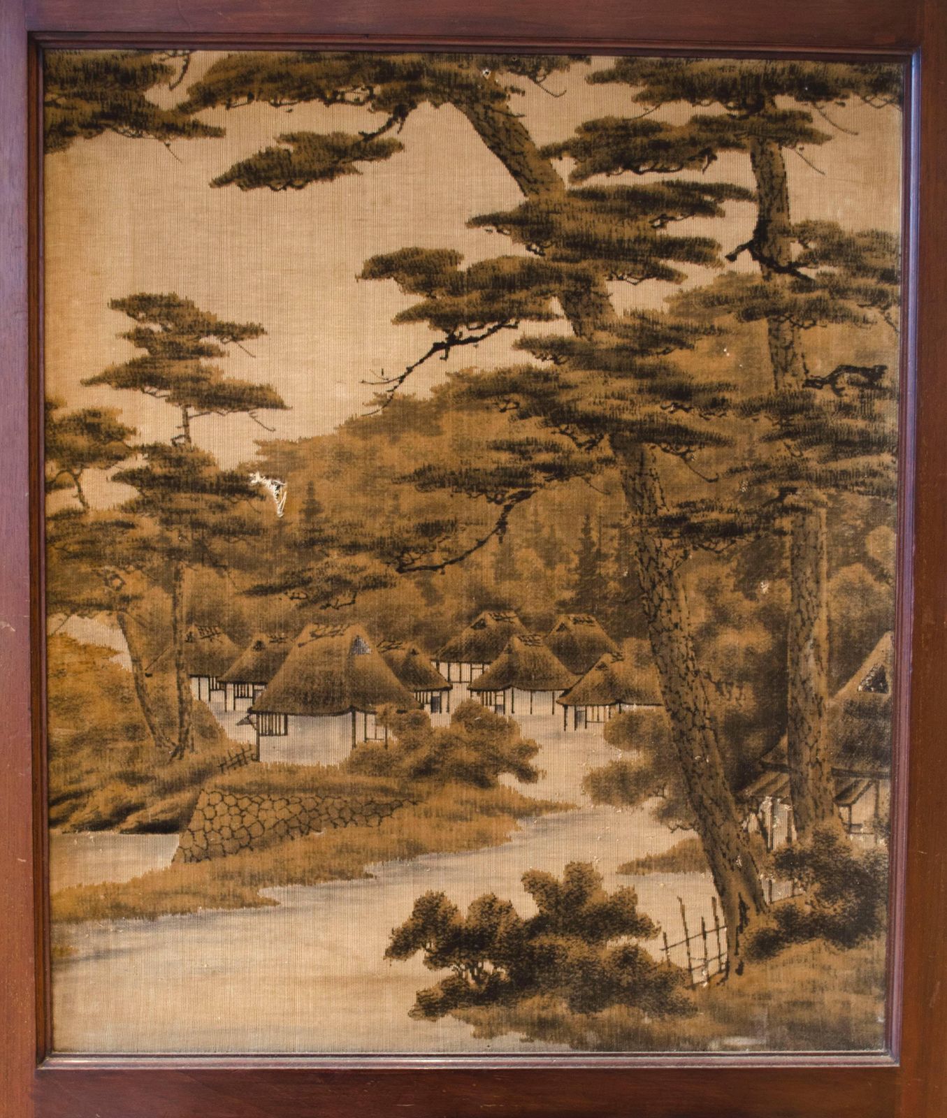 E. W. Godwin, Attri An Anglo Japanese Four Fold Screen With Japanese Silk Scenes photo for sale