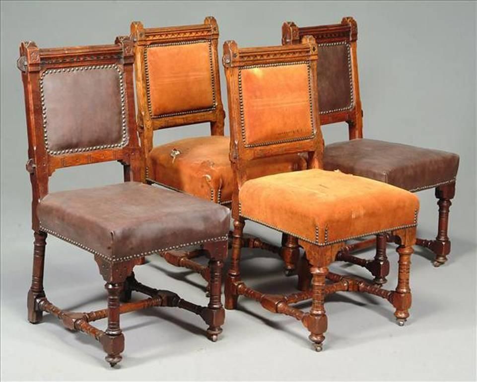 John Pollard Seddon A Pair Of Gothic Revival Oak Dining Chairs. 4 More Available photo furniture