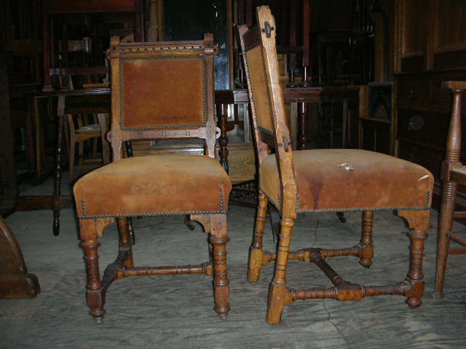 John Pollard Seddon A Pair Of Gothic Revival Oak Dining Chairs. 4 More Available photo for sale