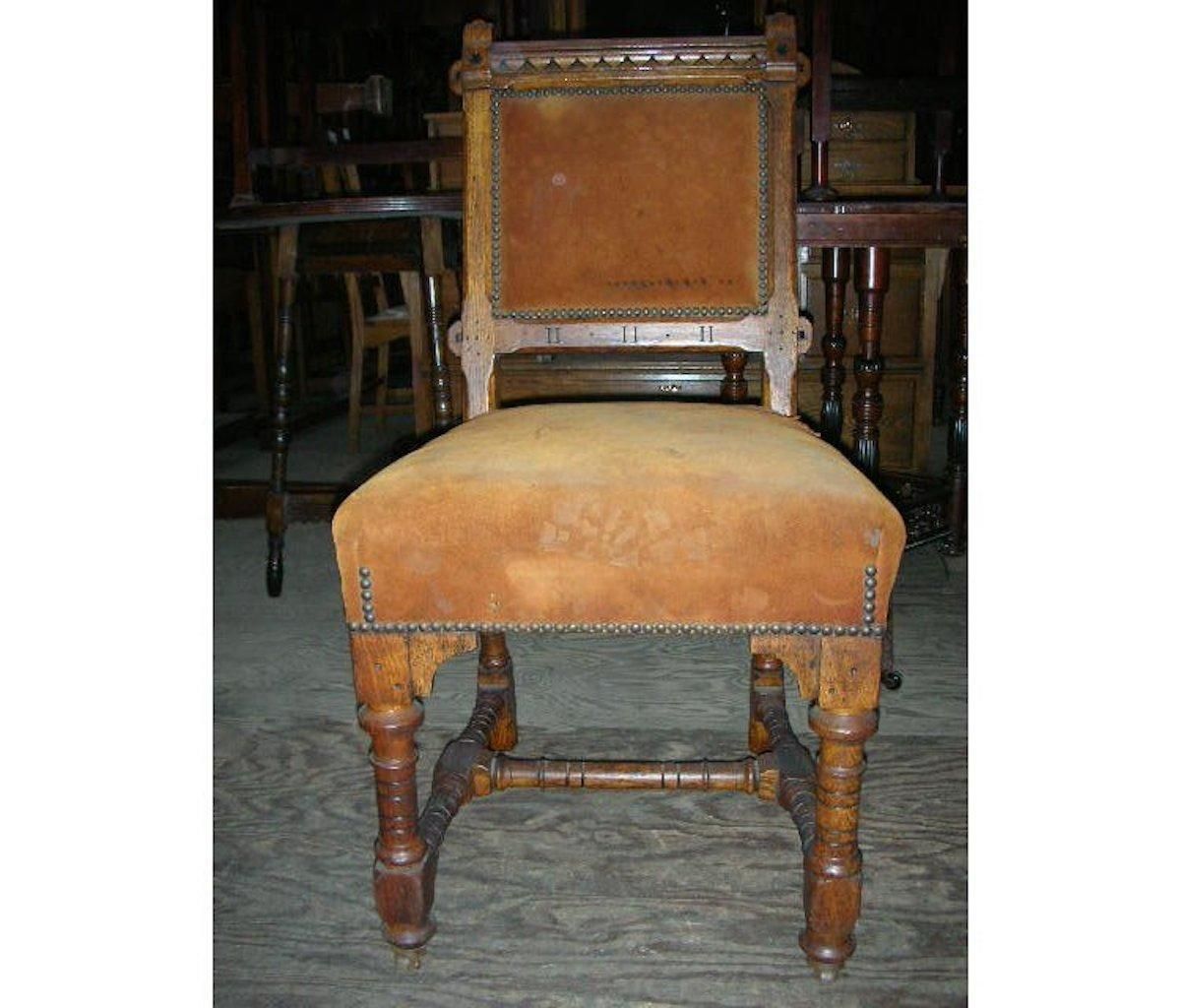 John Pollard Seddon A Pair Of Gothic Revival Oak Dining Chairs. 4 More Available photo Furniture