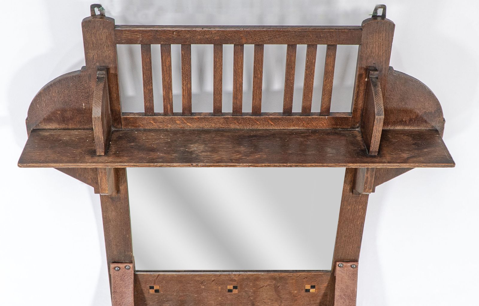 Liberty And Co. An Arts & Crafts Oak Hanging Paper Rack With Central Mirror photo 1228.0
