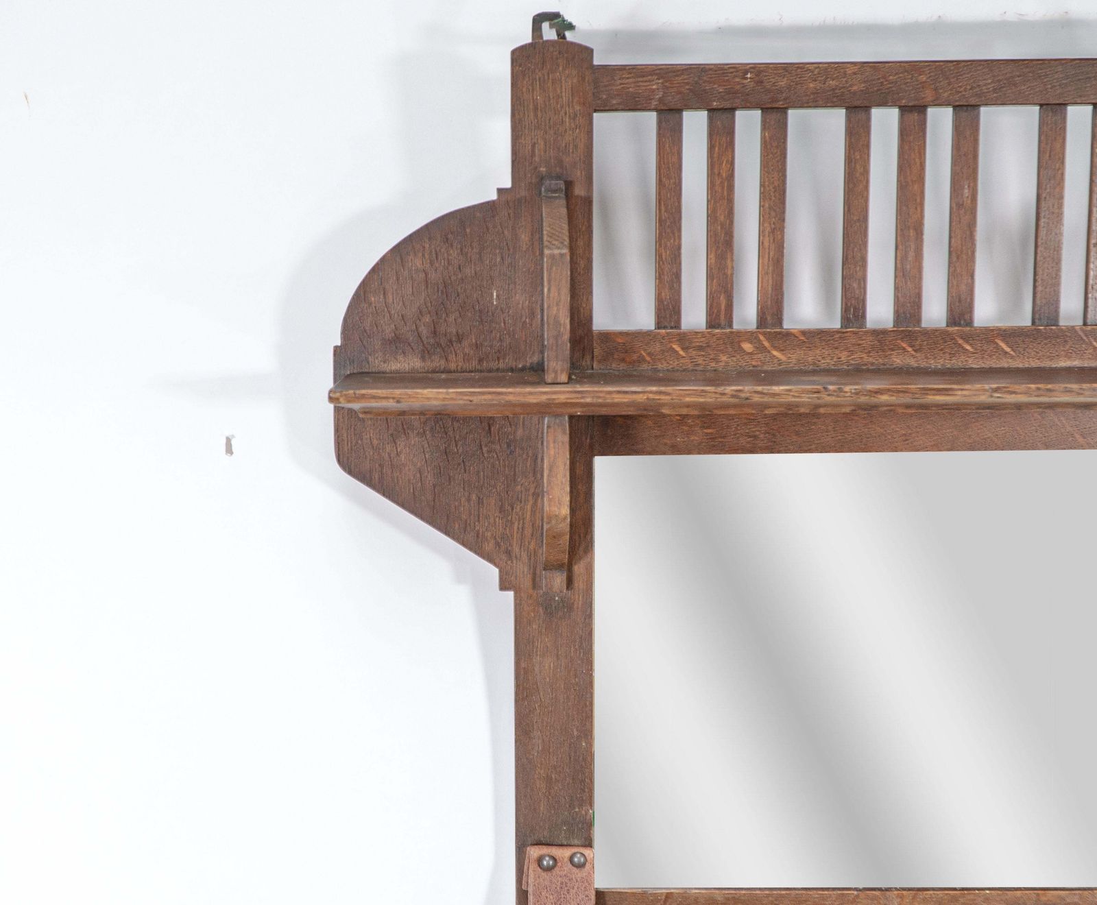 Liberty And Co. An Arts & Crafts Oak Hanging Paper Rack With Central Mirror photo buy