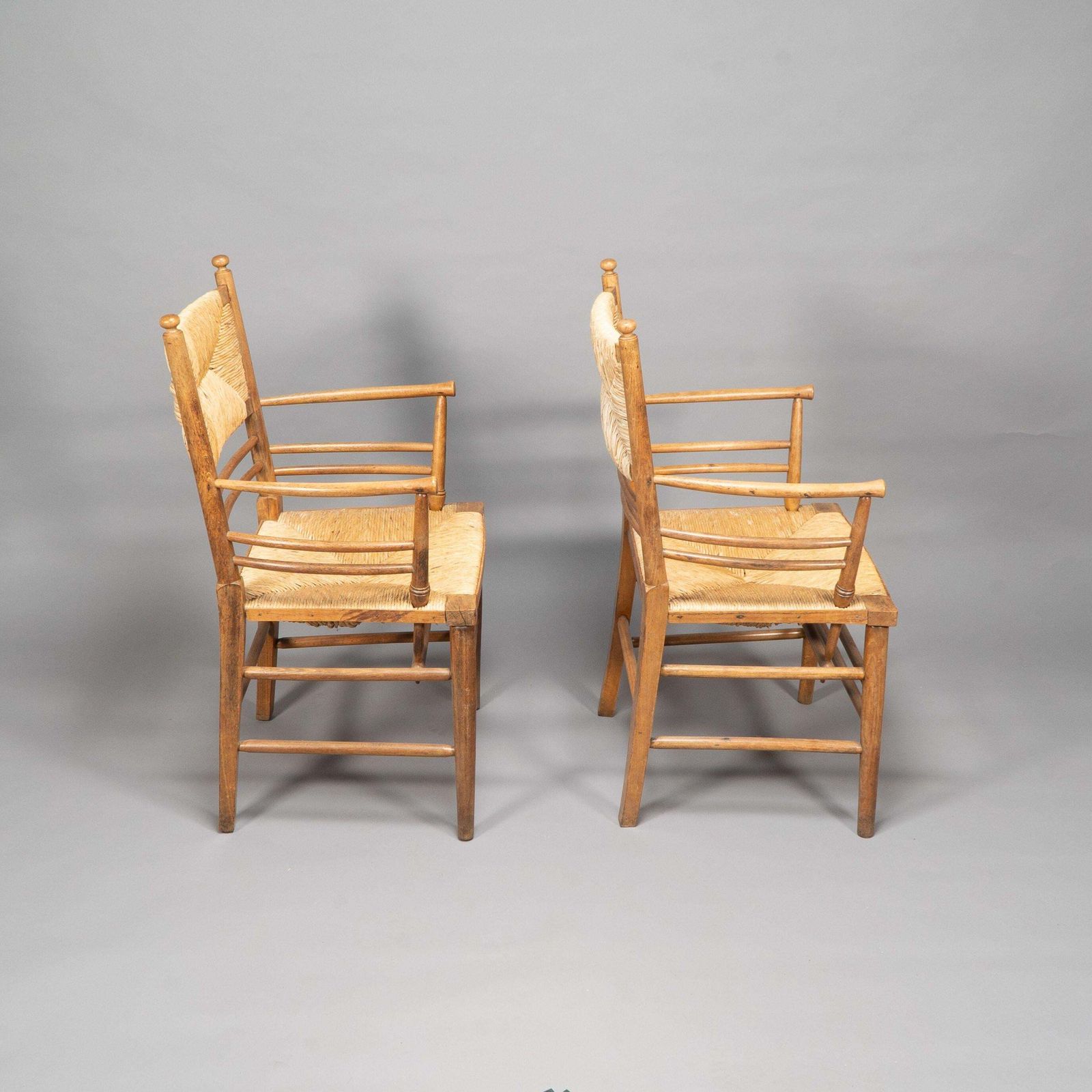 Morris & Co Attributed To Philip Webb. A Scarce Pair Of Beech Sussex Armchairs photo vintage