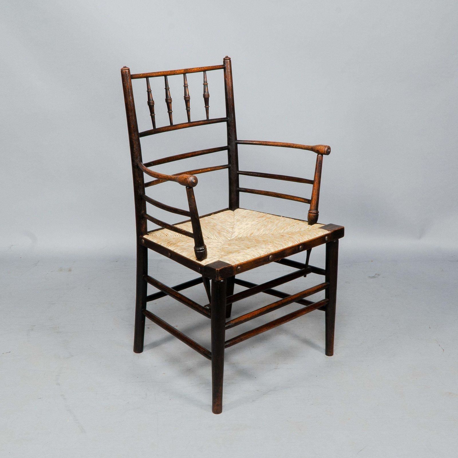 Furniture Attributed To Philip Webb Rare Pair Of Large Sussex Armchairs, Fully Restored photo