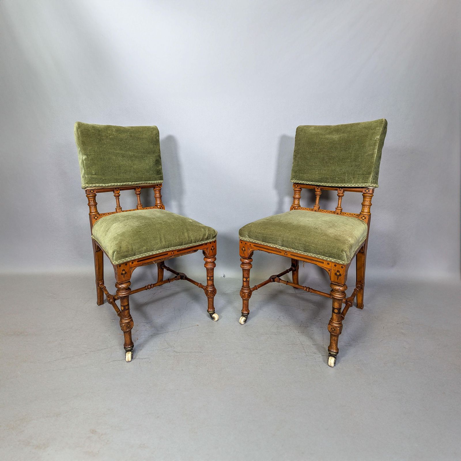 Charles Bevan Attributed. A Pair Of Gothic Revival Oak Desk Or Side Chairs photo furniture
