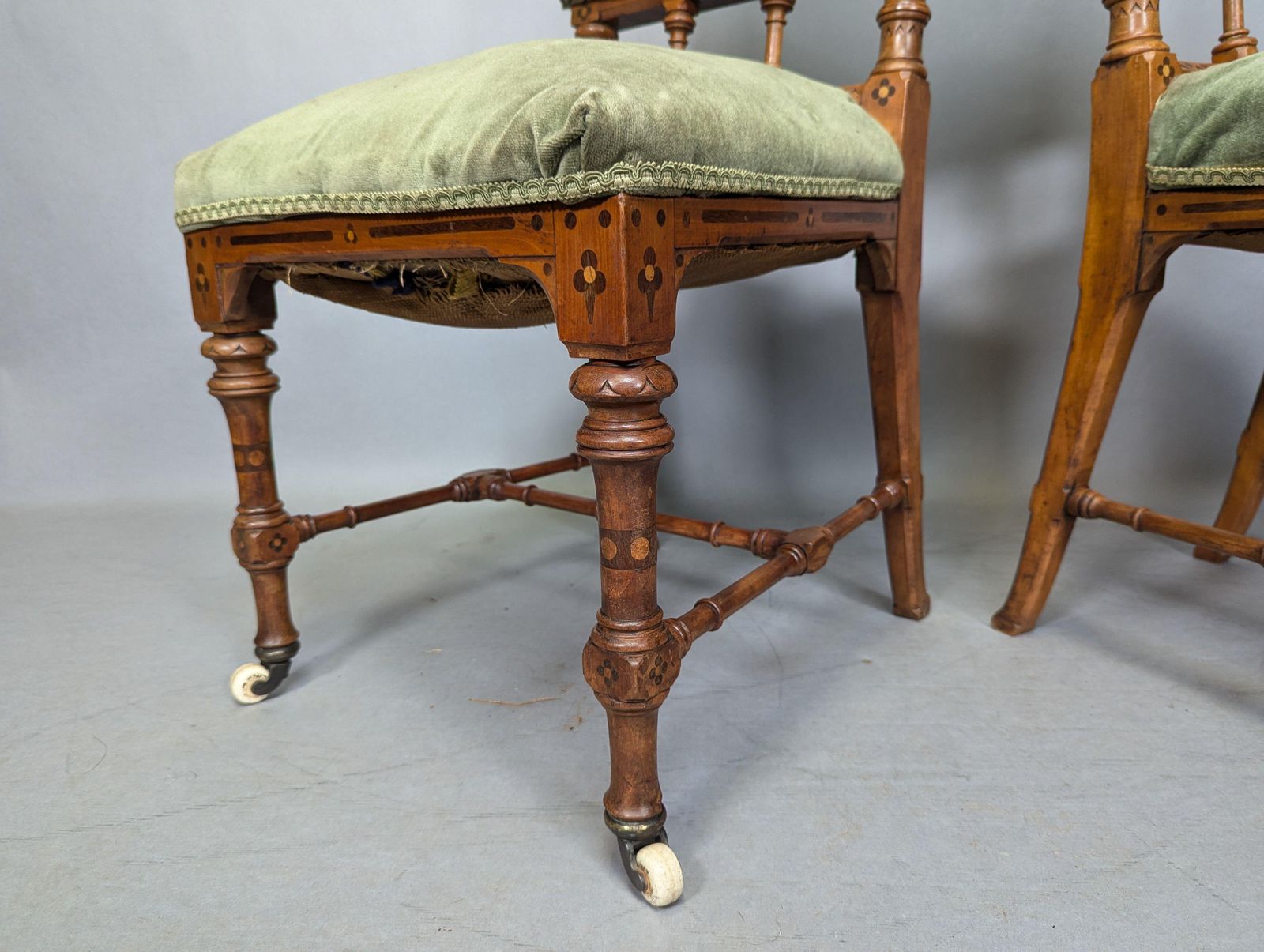 photo vintage Charles Bevan Attributed. A Pair Of Gothic Revival Oak Desk Or Side Chairs