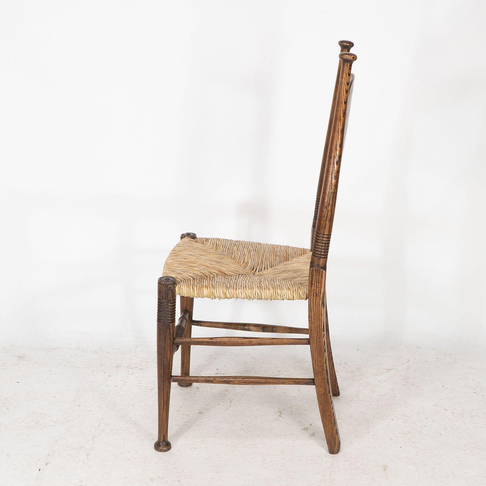 William Birch For Liberty & Co. A Pair Of Arts & Crafts Rush Seat Oak Chairs photo buy
