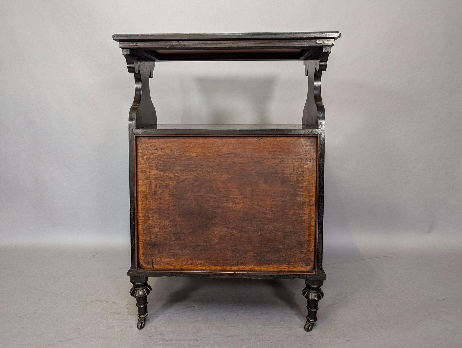 photo for sale An Aesthetic Movement Amboyna And Ebonized Music Cabinet With Gilt Decoration