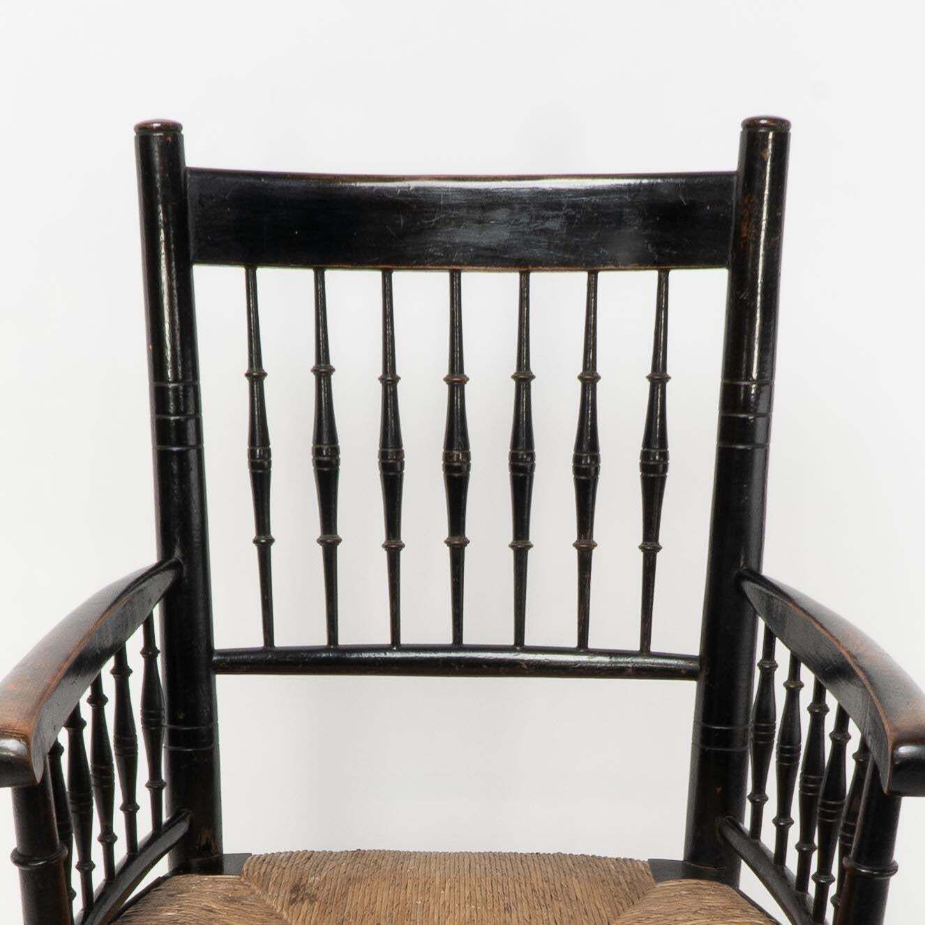 Liberty & Co, Attributed. An Aesthetic Movement Rush Seat Armchair photo vinterior