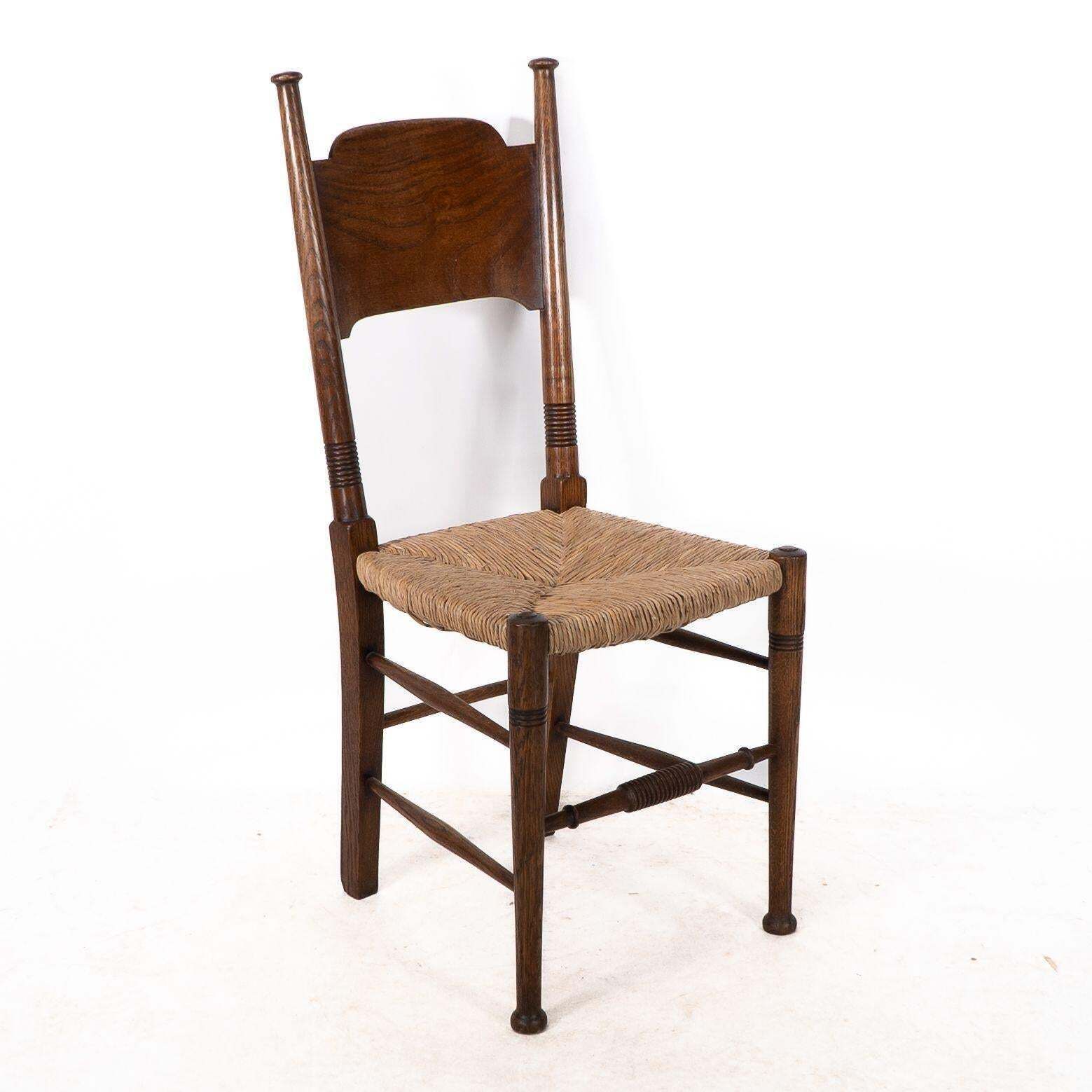 William Birch. Liberty & Co. A Arts And Crafts Rush Seat Oak Dining Chair photo furniture