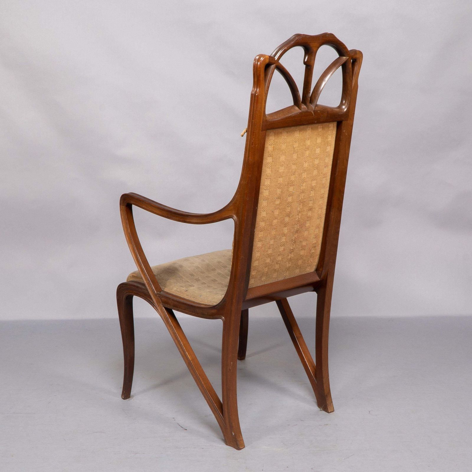 Louis Majorelle. Art Nouveau Carved Walnut Armchair With Original Period Fabric photo 18929.0