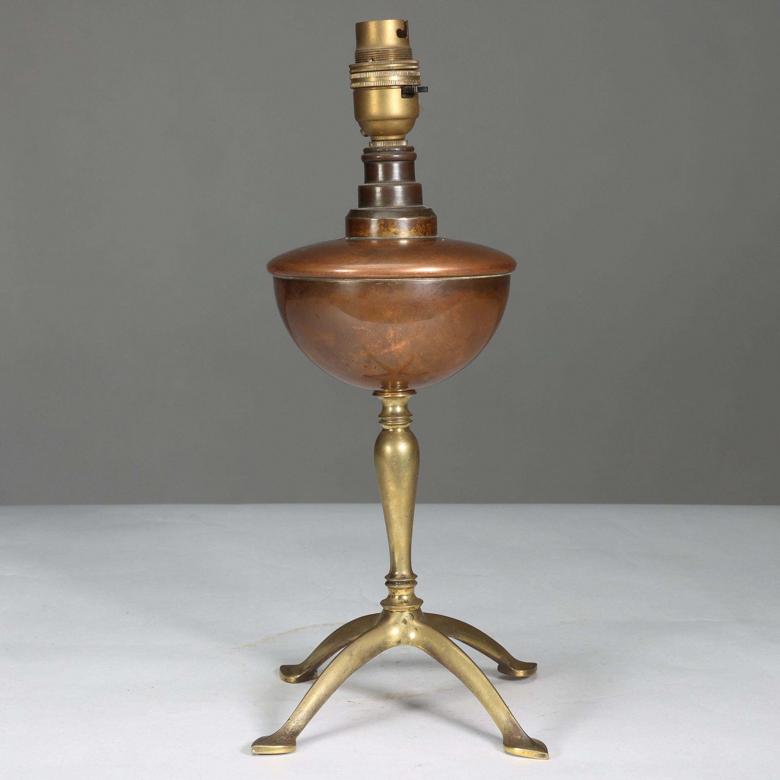 Was Benson. An Arts And Crafts Four Leg Table Oil Lamp Converted To Electricity photo Lighting