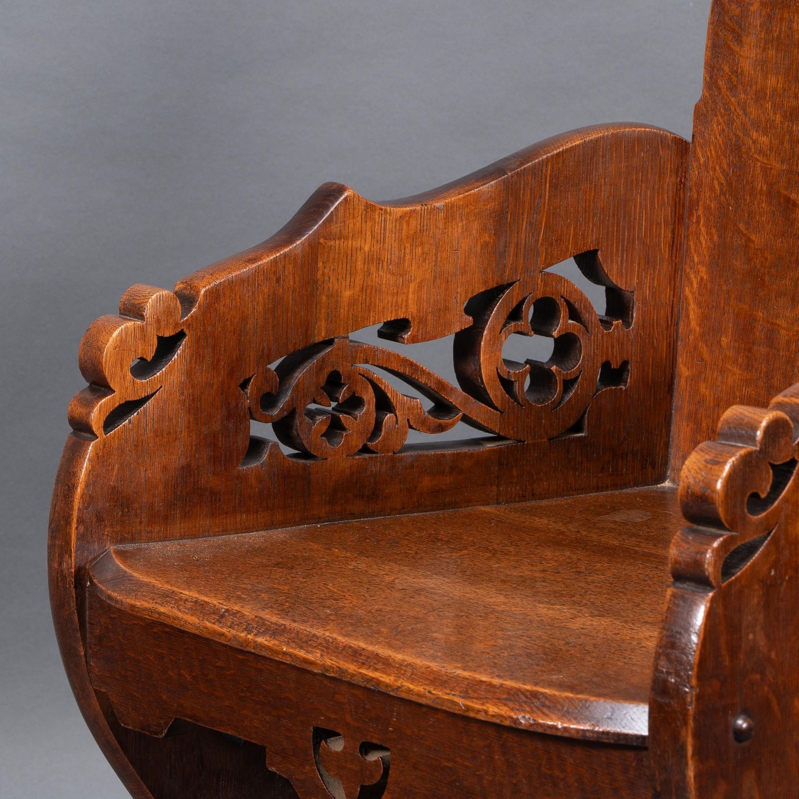 photo furniture A High Gothic Revival Oak Armchair With Carved And Fretwork Sides
