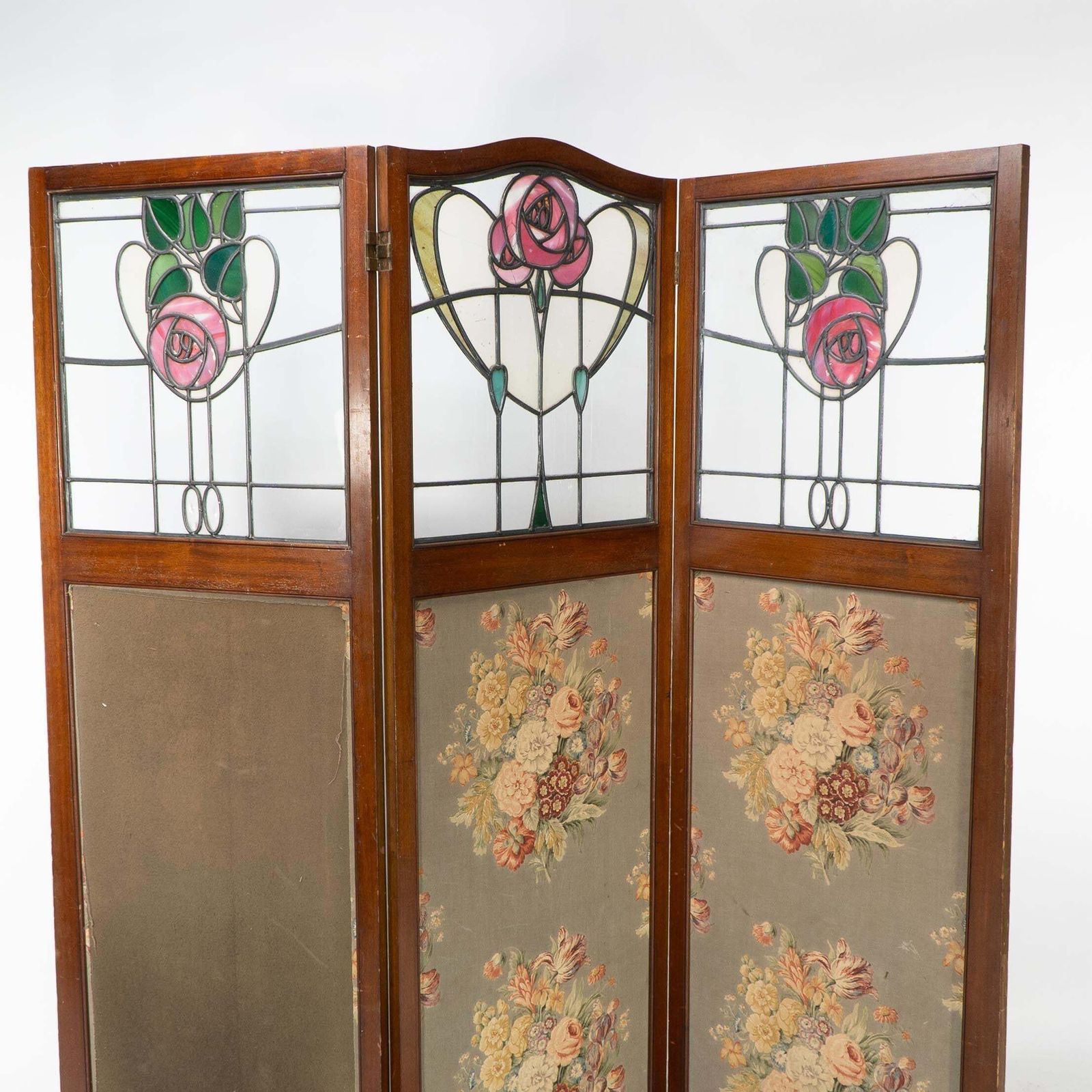 Liberty & Co. Glasgow Style Arts & Crafts Walnut Three Fold Screen photo furniture
