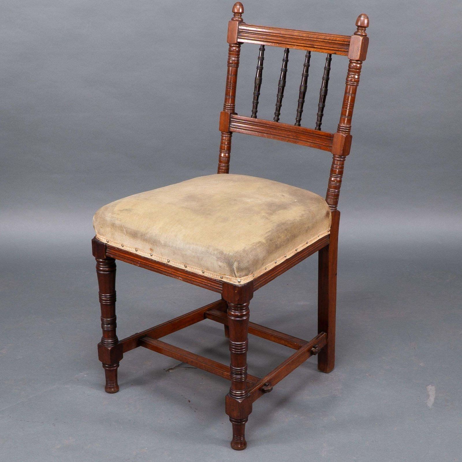 photo furniture Charles Mills & Sons. Three Aesthetic Movement Side Chairs W. Ebonized Turnings