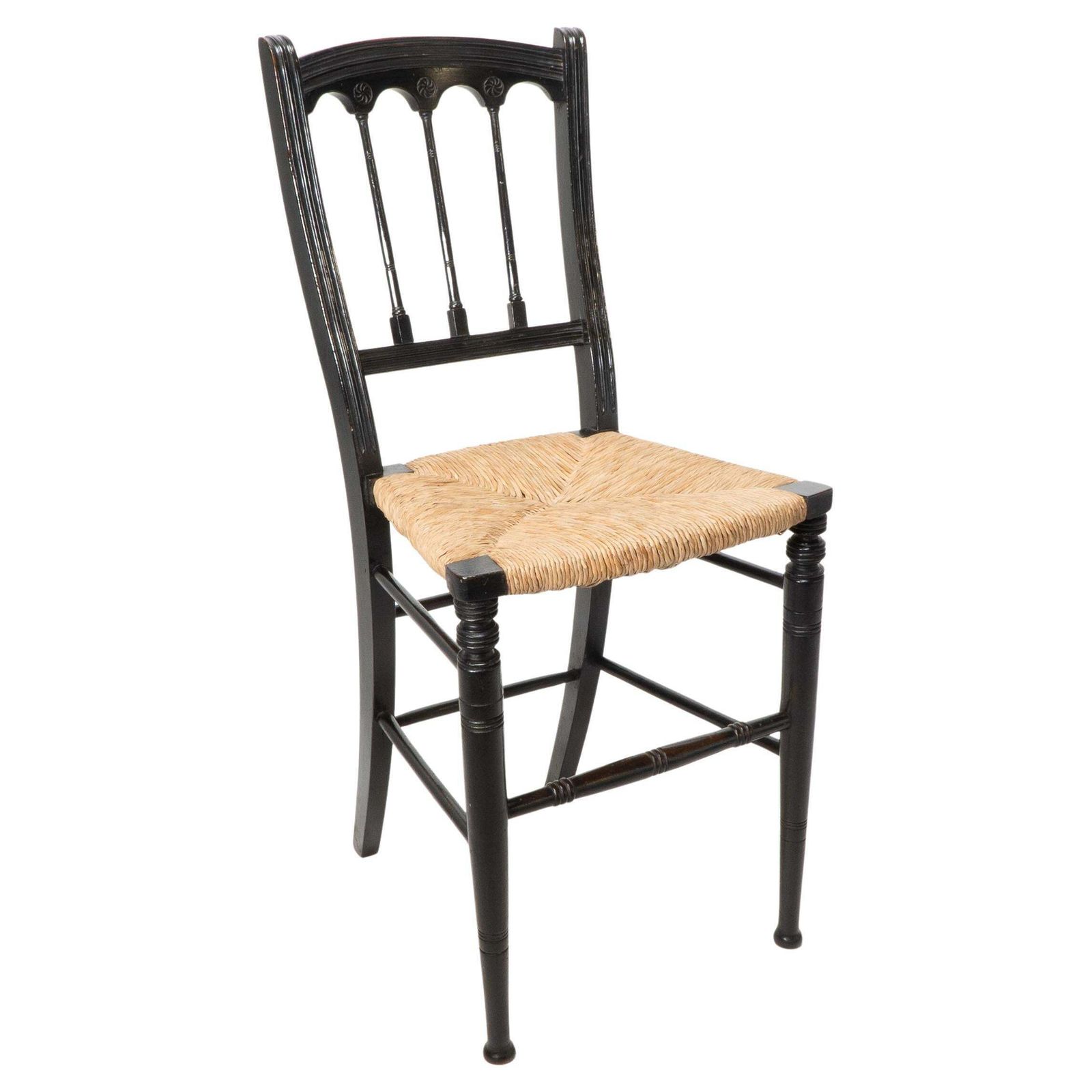 Collier & Plucknett Attri. Godwin Style. Aesthetic Movement Ebonized Music Chair