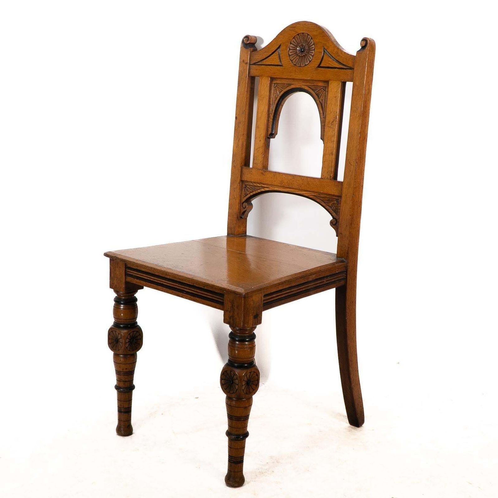 Alfred Waterhouse Attributed For James Lamb. A Gothic Revival Oak Hall Chair photo for sale