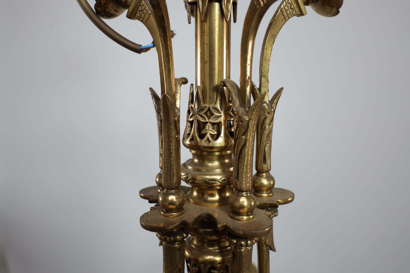 DR Christopher Dresser (Manner). An Aesthetic Movement Brass Five Arm Chandelier photo vintage