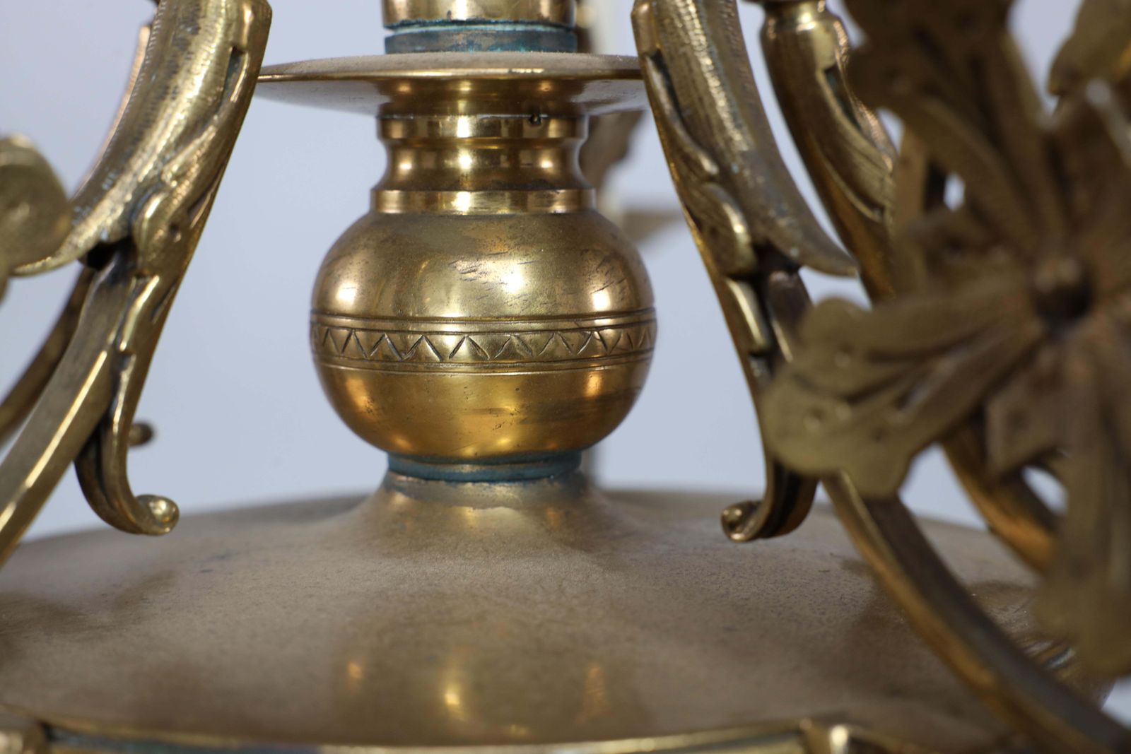 5916.0 DR Christopher Dresser (Manner). An Aesthetic Movement Brass Five Arm Chandelier photo