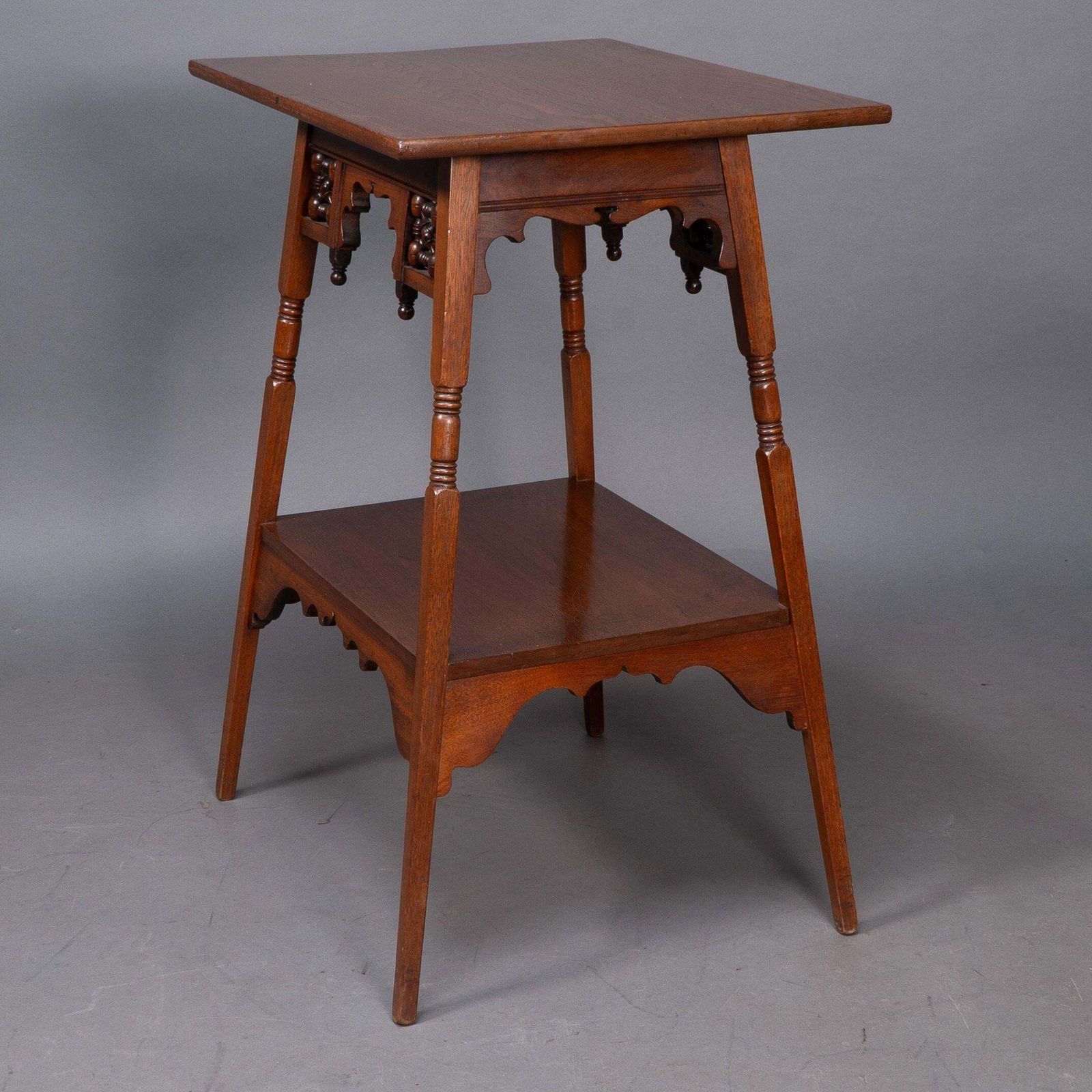 Liberty & Co. A Rare Moorish Anglo Japanese Walnut Sidetable photo vintage