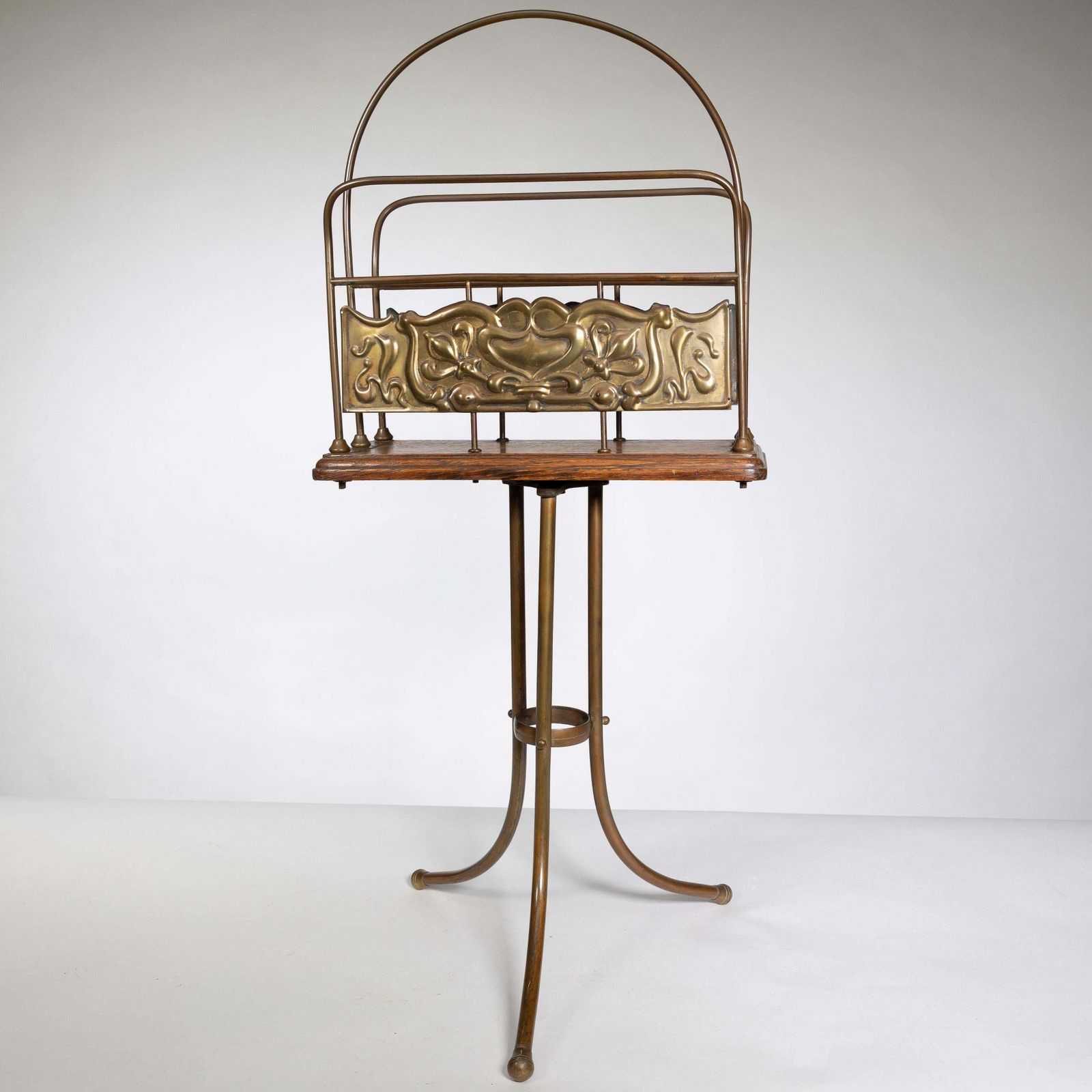 Townshends Brassfounders. An Arts & Crafts Revolving Tripod Magazine Rack photo furniture