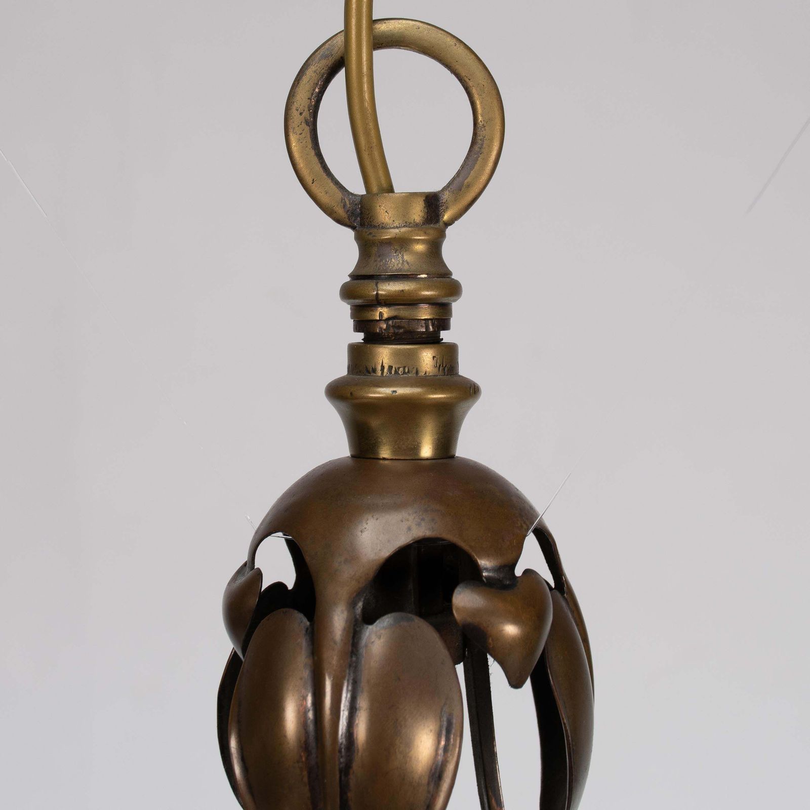 An Arts & Craft Ceiling Light With Stylized Petals & A Circular Brass Ring photo buy