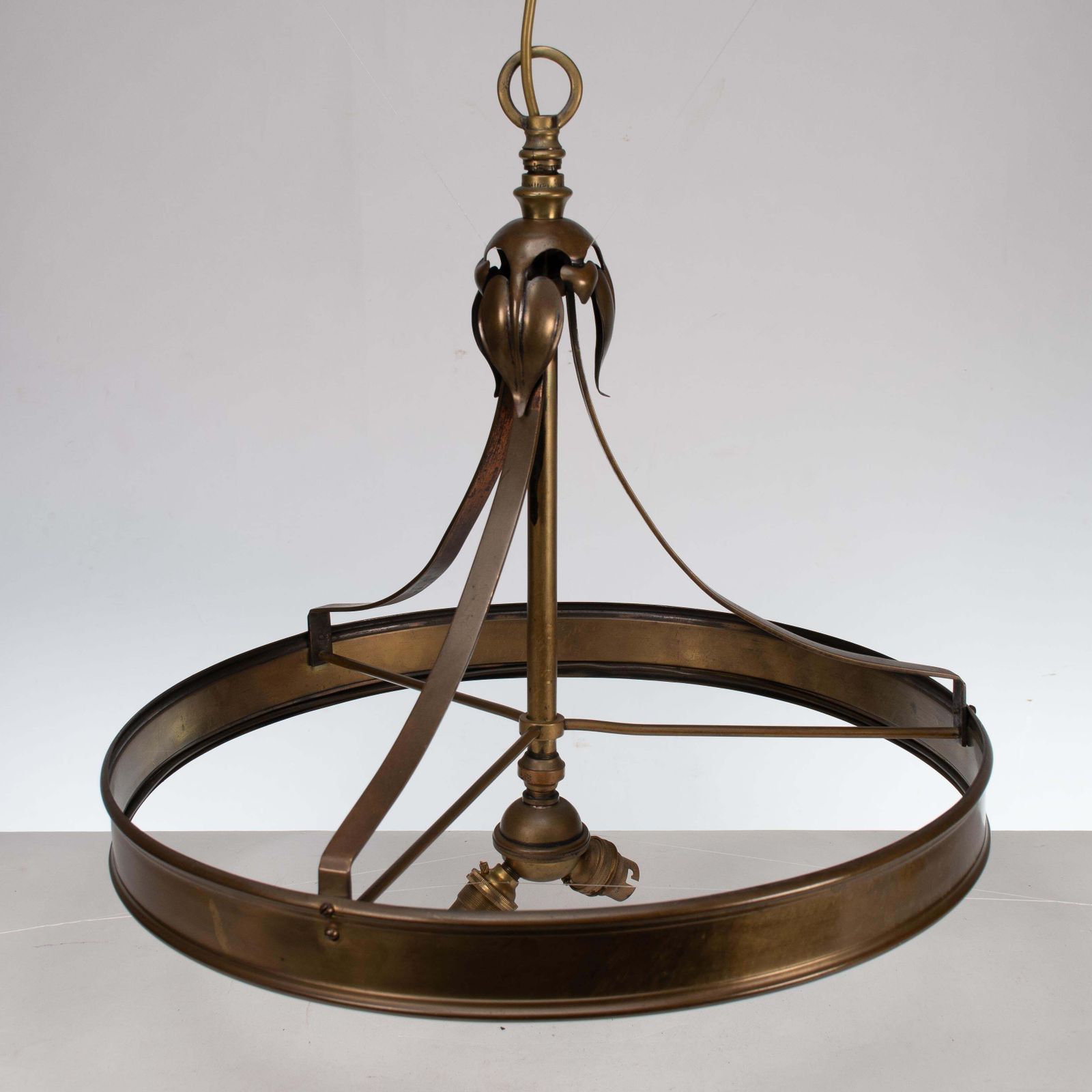 photo furniture An Arts & Craft Ceiling Light With Stylized Petals & A Circular Brass Ring