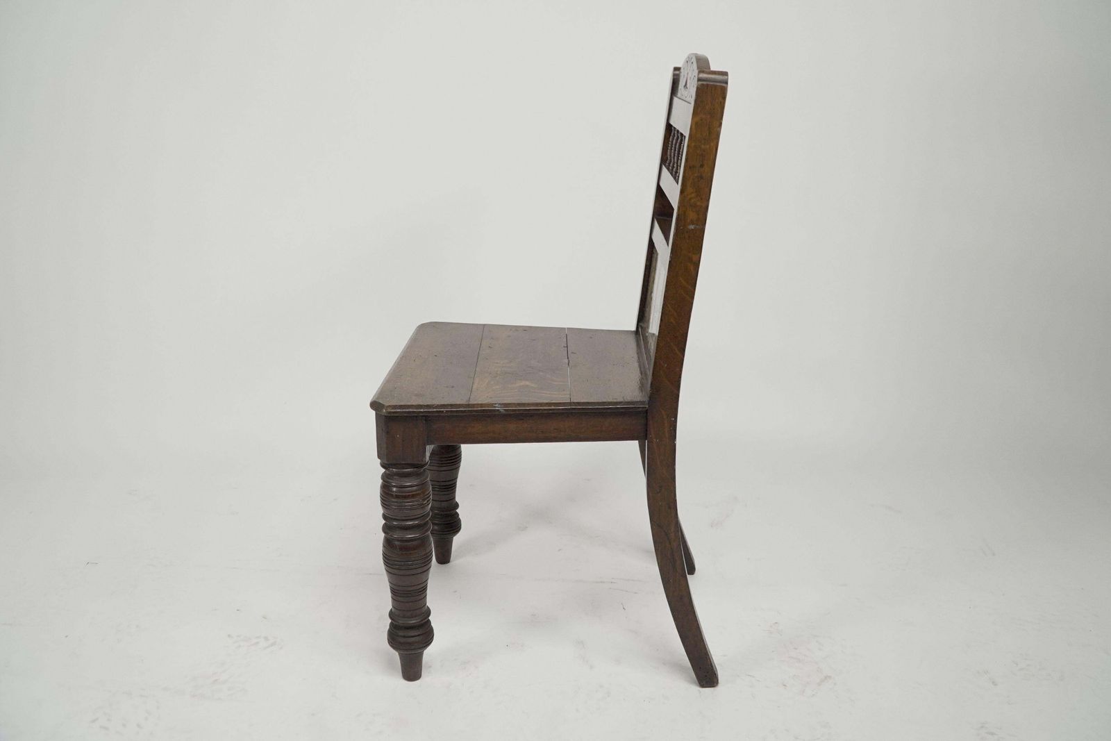 A Pair Of Substantial Gothic Revival Oak Hall Chairs With Period Tiles photo 2040.0