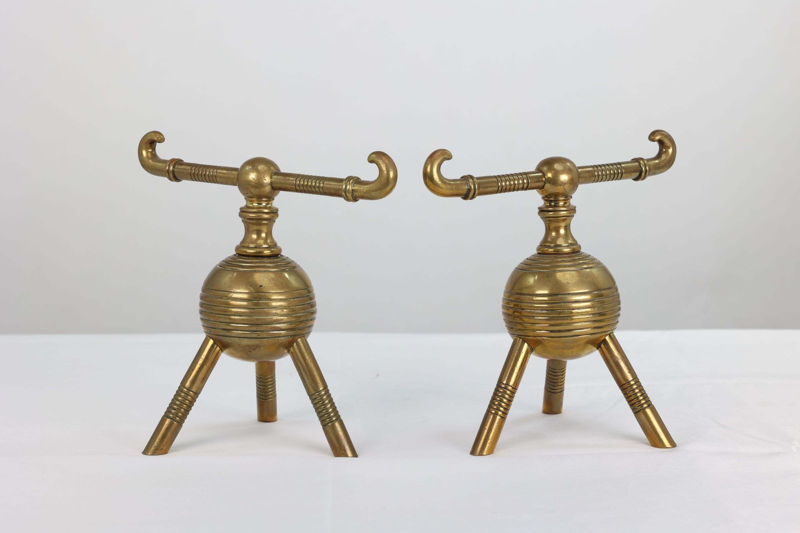 DR Christopher Dresser For Benham And Froud. A Pair Of Brass Fire Dogs photo Home Fixtures